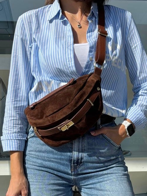 MIA MINI - Banana Bag Camoscio con Cinturino Oro