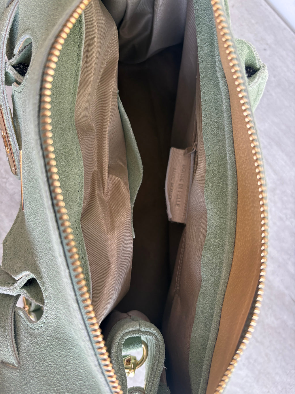 Borsa in vera pelle scamosciata