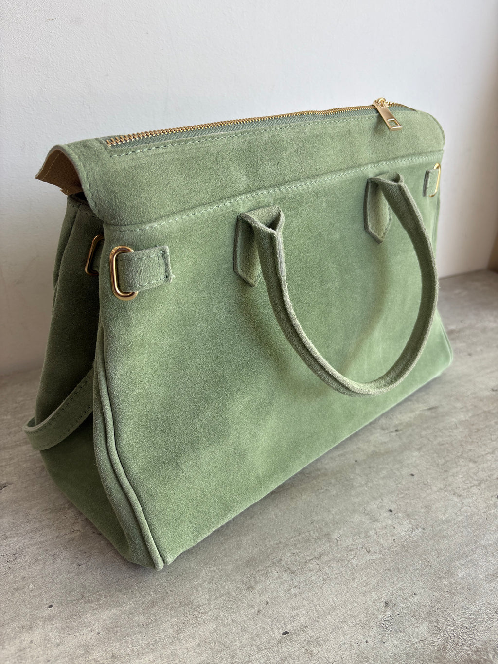 Borsa in vera pelle scamosciata